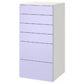 SMÅSTAD / PLATSA Chest of 6 drawers, white/lilac, 60x57x123 cm