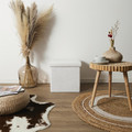 Folding Pouffe, boucle, white
