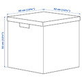 GJÄTTA Storage box with lid, velvet dark blue, 32x35x32 cm
