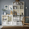 VIHALS Storage combination w glass doors, white/clear glass, 190x37x200 cm