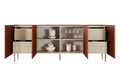 Four-Door Cabinet with Drawers Desin 220, ceramic red/nagano oak