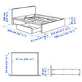MALM Bed frame, high, w 2 storage boxes, white, Luröy, 180x200 cm