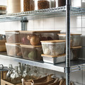 IKEA 365+ Food storage basket with lid, square metal/white bamboo, 15x15x11 cm