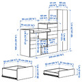 SMÅSTAD / PLATSA Storage combination, white with frame/with changing table, 210x79x181 cm
