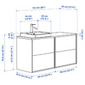 ÄNGSJÖN / BACKSJÖN Wash-stand/wash-basin/tap, brown oak effect/grey stone effect, 122x49x71 cm