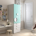 SMÅSTAD / PLATSA Wardrobe, white pale turquoise/with 3 drawers, 60x57x181 cm