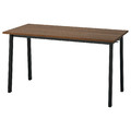 MITTZON Conference table, walnut veneer/black, 140x68x75 cm