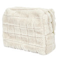 Cosmetic Bag, faux fur, cream