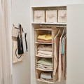 PURRPINGLA Hanging storage w 4 compartments, textile/beige, 36x45x92 cm