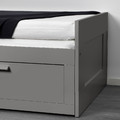 BRIMNES Day-bed w 2 drawers/2 mattresses, grey/Åfjäll medium firm, 80x200 cm