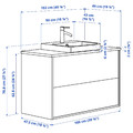 ÄNGSJÖN / BACKSJÖN Wash-stnd w drawers/wash-basin/tap, high-gloss white/black marble effect, 102x49x71 cm