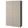BESTÅ Storage combination with doors, black-brown/Lappviken light grey-beige, 120x42x193 cm