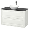 TÄNNFORSEN/VÄSTERSJÖN Wash-stnd w drawers/wash-basin/tap, white/black marble effect, 102x49x79 cm