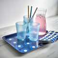 PILLERSTARR Tray, patterned/blue, 28x37 cm
