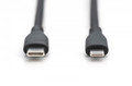 DIGITUS Lightning silicone connection cable, USB-C - Lightning, 2m, black