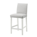 BERGMUND Bar stool with backrest, white, Orrsta light grey, 62 cm