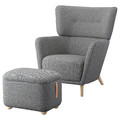 OSKARSHAMN Wing chair with footstool, Tibbleby beige/grey