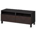 BESTÅ TV bench with drawers, black-brown Hedeviken/Stubbarp/dark brown stained oak veneer, 120x42x48 cm