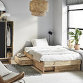 GLAMBERGET Bed frame with storage and mattress, pine/Vesteröy hard, 120x200 cm