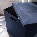 GJÄTTA Storage box with lid, velvet dark blue, 32x35x32 cm