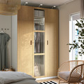 PAX / TONSTAD Wardrobe combination, white/oak veneer glass, 150x60x236 cm