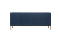 Four-Door Cabinet Nicole 200 cm, dark blue, gold legs