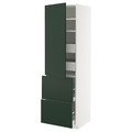 METOD / MAXIMERA Hi cab w shlvs/4 drawers/dr/2 frnts, white/Havstorp deep green, 60x60x200 cm
