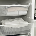 PAX / LINNABERG/ÅHEIM Wardrobe combination, white patterned/mirror glass, 200x66x201 cm