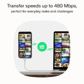 GREEN CELL Cable USB-C-USB-C PowerStream 100W, braid, 1.2m, white