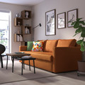 FRIHETEN 3-seat sofa-bed, Faringe brown-orange