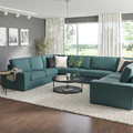 KIVIK U-shaped sofa, 7-seat, Kelinge grey-turquoise