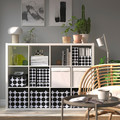 TJENA Storage box with lid, white black/dotted, 32x35x32 cm