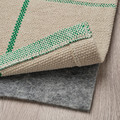 RIDSTIG Rug, flatwoven, off-white/green, 133x195 cm