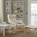 POÄNG Armchair and footstool, birch veneer/Gunnared beige
