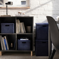GJÄTTA Storage box with lid, velvet dark blue, 32x35x32 cm