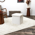 Folding Pouffe, corduroy, white