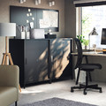 TROTTEN Cabinet with sliding doors, anthracite, 80x110 cm