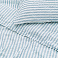 SMÅNUNNEÖRT Duvet cover and 2 pillowcases, dark grey-blue white/striped, 200x200/50x60 cm