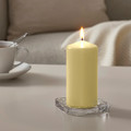 DAGLIGEN Unscented pillar candle, light yellow, 14 cm