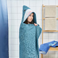 BLÅVINGAD Towel with hood, shark-shaped/blue-grey, 70x140 cm
