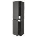 METOD High cabinet for fridge/freezer, black/Voxtorp dark grey, 60x60x220 cm