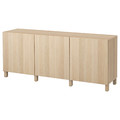 BESTÅ Storage combination with doors, Lappviken white stained oak effect, 180x40x74 cm