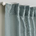 STENFRÖ Sheer curtains, 1 pair, turquoise/with heading tape, 145x300 cm