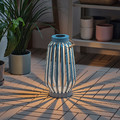 SOLVINDEN LED solar-powered floor lamp, blue/stripe, 42 cm