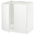 METOD Base cabinet for sink + 2 doors, white/Voxtorp matt white, 80x60 cm