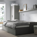 BRIMNES Day-bed w 2 drawers/2 mattresses, grey/Åfjäll medium firm, 80x200 cm