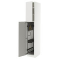 METOD High cabinet with cleaning interior, white/Ringhult light grey, 40x60x220 cm
