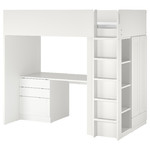 SMÅSTAD Loft bed, white with frame/with desk with 4 drawers, 90x200 cm