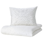 VÄNKRETS Duvet cover and pillowcase, check pattern white, yellow, 150x200/50x60 cm