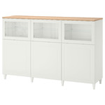 BESTÅ Storage combination with doors, white, Smeviken/Kabbarp white clear glass, 180x42x114 cm